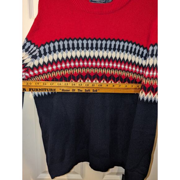 Vineyard Vines Sweater Mens Medium Fair Isle Crew Blue Nautical Red Pullover - Picture 5 of 7